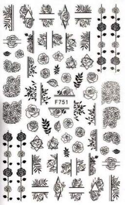 Наклейки для ногтей F751 Трафаретная роза