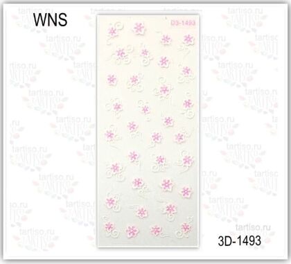 3D Наклейки для ногтей WNS 1493 бело-розовые