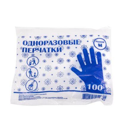 Перчатки ПНД одноразовые М 100 шт
