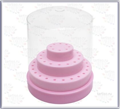 Подставка для фрез на 48 штук Pink круглая 3 уровня