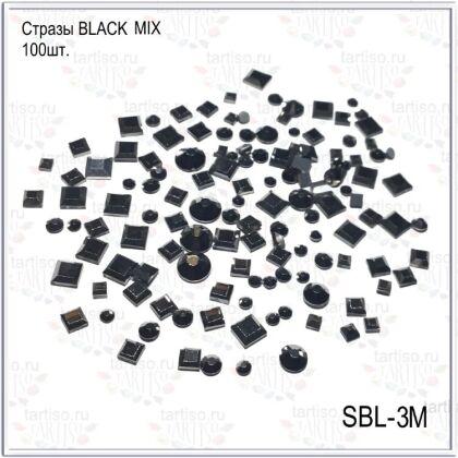 Стразы BLACK MIX №3 круг квадрат 100 шт