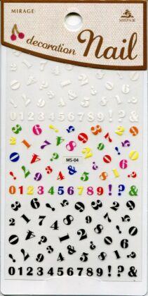 Mirage 3D Наклейки для ногтей Decoration Nail MS-04 Цифры