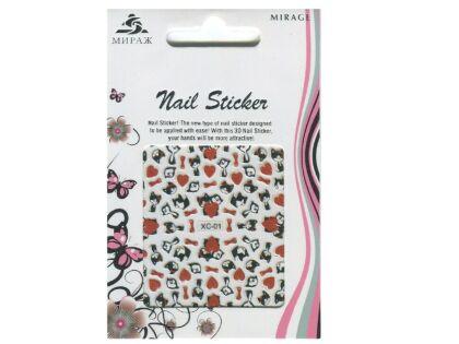Mirage 3D Наклейки Nail Sticker Кошки цветные XC-01