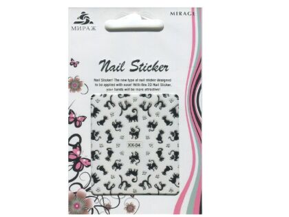 Mirage 3D Наклейки Nail Sticker Кошки черно-белые XX-04