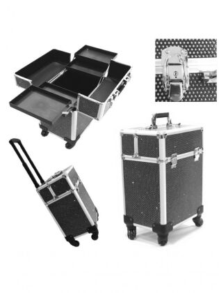 Бьюти-чемодан для мастера YH-B011 на колесах 46х34х24 см Shiny Black AB