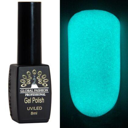 Global Fashion Гель-лак Luminous светящийся в темноте Blue Green 8 мл