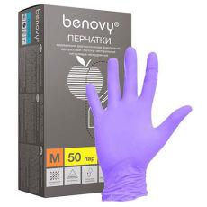 Benovy Перчатки нитриловые Сиреневые размер M 50 пар