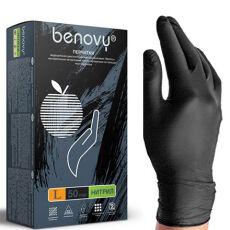 Benovy Перчатки нитриловые Черные размер L 50 пар