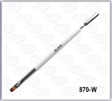 Gellaktik Кисть для геля с лопаточкой БЕЛАЯ пластиковая ручка