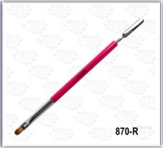 Gellaktik Кисть для геля с лопаточкой КРАСНАЯ пластиковая ручка