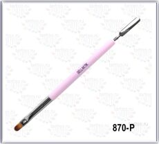 Gellaktik Кисть для геля с лопаточкой РОЗОВАЯ пластиковая ручка