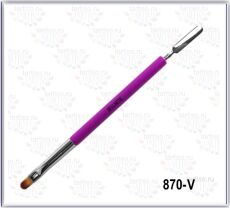 Gellaktik Кисть для геля с лопаточкой ФИОЛЕТОВАЯ пластиковая ручка