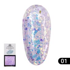 Global Fashion Гель-краска с глиттером Solid Sequins color gel №01 5 гр