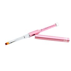 Global Fashion Кисть для геля прямая №6 розовая с колпачком