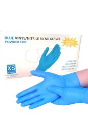 WALLY PLASTIC Перчатки Нитрил-виниловые неопудренные XS 100 шт голубые