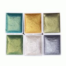 Акварель с шиммером №03 Shimmer Solid Watercolor Grass Green 6 цветов