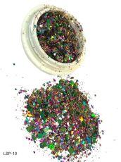 Дизайн Брокат LSP-10 зеленый с розовым