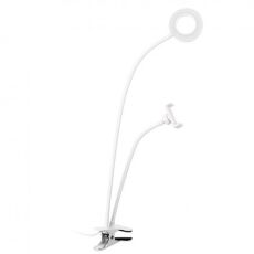 Кольцевая лампа на прищепке с держателем телефона AF879 белая
