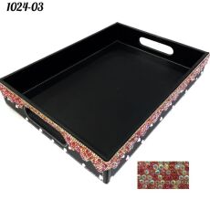 Подносик большой со стразами Мульти-розовый