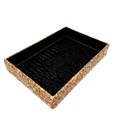 Подносик средний весь в стразах Мульти-золотой