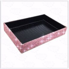 Подносик средний весь в стразах Розовый