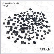 Стразы BLACK MIX №3 круг квадрат 100 шт