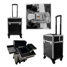 Бьюти-чемодан для мастера YH-B011 на колесах 46х34х24 см черный ромб