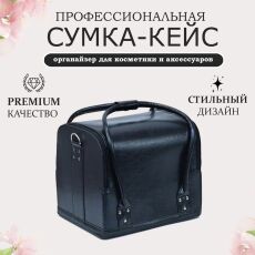 Саквояж-бьюти-кейс для мастера PA02 черный гладкий 30х24х25 см