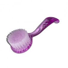 Щетка для опила ногтей круглая с фиолетовой ручкой