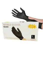 WALLY PLASTIC Перчатки нитрил чёрные L 100 шт