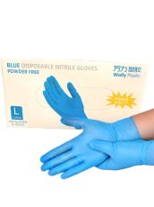 WALLY PLASTIC Перчатки нитрил голубые L 100 шт