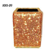 Стакан квадратный весь в стразах Персиковый