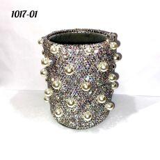 Стакан круглый весь в стразах с жемчугом AB