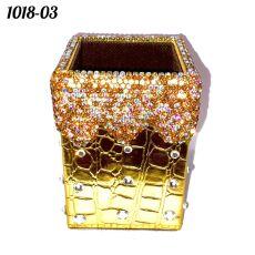 Стакан квадратный кожаный со стразами Золото и AB