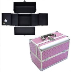Бьюти-кейс металлический средний 2629-03 розовый ромб