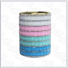 Стакан декоративный круглый со стразами 4х-цветный БИРЮЗОВО-ГОЛУБОЙ