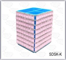 Стакан декоративный квадратный со стразами РОЗОВЫЙ