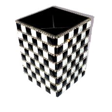 Стакан декоративный квадратный со стразами ЧЁРНО-БЕЛЫЙ шахматы