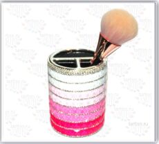 Стакан декоративный круглый со стразами 4х-цветный БЕЛО-РОЗОВЫЙ