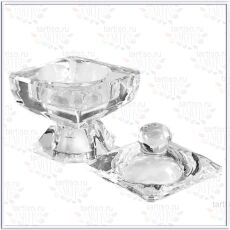 Стаканчик стеклянный с крышкой большой на ножке для ликвида