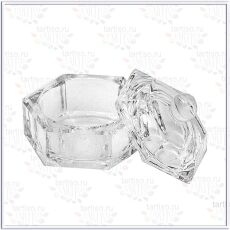 Стаканчик стеклянный с крышкой большой квадратный на ножке для ликвида