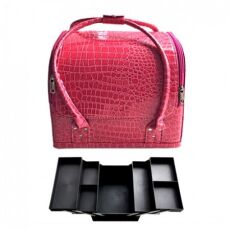 Саквояж-бьюти-кейс для мастера PA02 розовый Crocodile 30х24х25 см