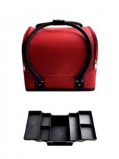 Саквояж-бьюти-кейс для мастера PA02 красный с черными ручками 30х24х25 см
