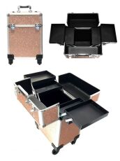 Бьюти-чемодан для мастера YH-B011 на колесах 46х34х24 см Shiny Gold Pink