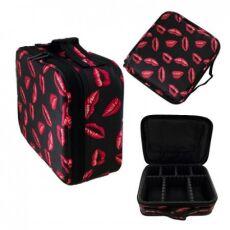 Бьюти-кейс для лэшмейкеров и бровистов 24х22х8 см розовые губы на чёрном фоне CHLES-3