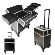 Бьюти-чемодан для мастера YH-B011 на колесах 46х37х24 см черный гладкий