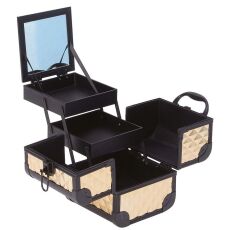Бьюти-кейс с зеркалом MB-152 Куб золото 18,5х18,5х20,5 см