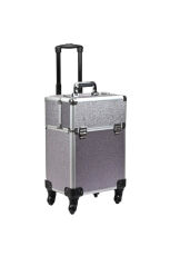 Бьюти-чемодан для мастера YH-B011 на колесах 46х34х24 см Shiny Silver Dark AB